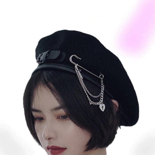 Harlene Leather Buckle Beret Hat