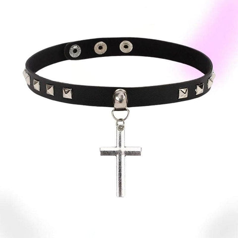 Cross Leather Choker