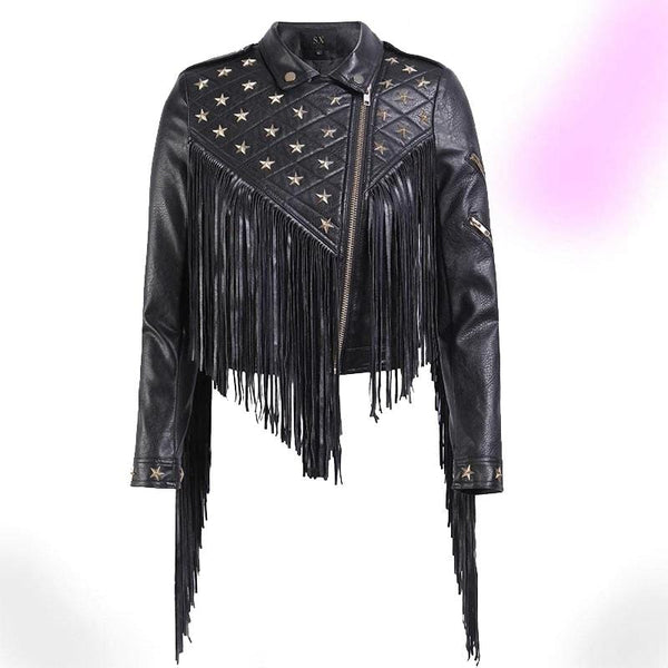 Faux Leather Tassel Gothic Jacket