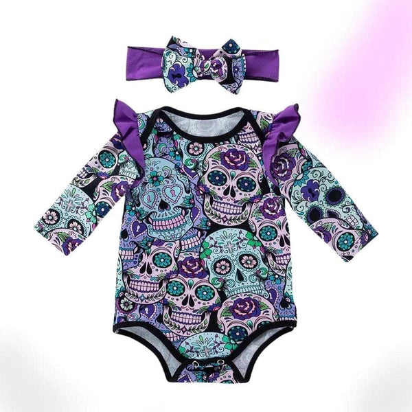 Floral Skull Baby Romper