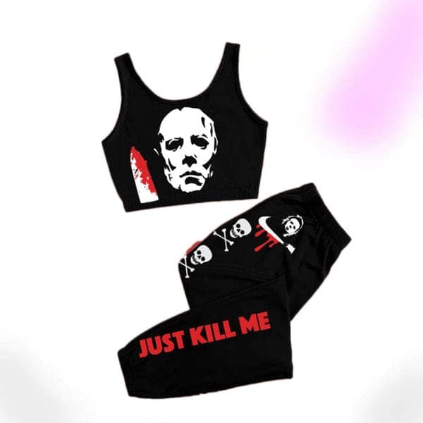 Just Kill Me Crop Top Jogger Set