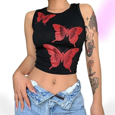 Butterfly Print Sleeveless Tank Top