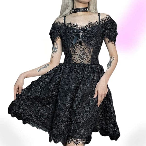 Gothic Spider Web Lace Dress