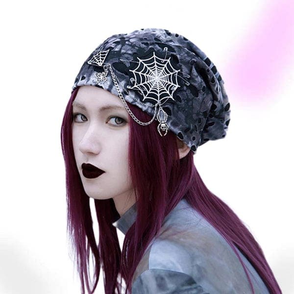 Spider Distressed Slouch Beanie