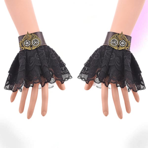 Black Lace Gears Wrist Cuff