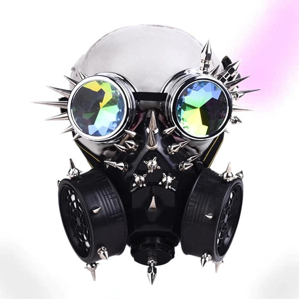 Techwear Steampunk Fully-Studded Gas Mask & Goggles