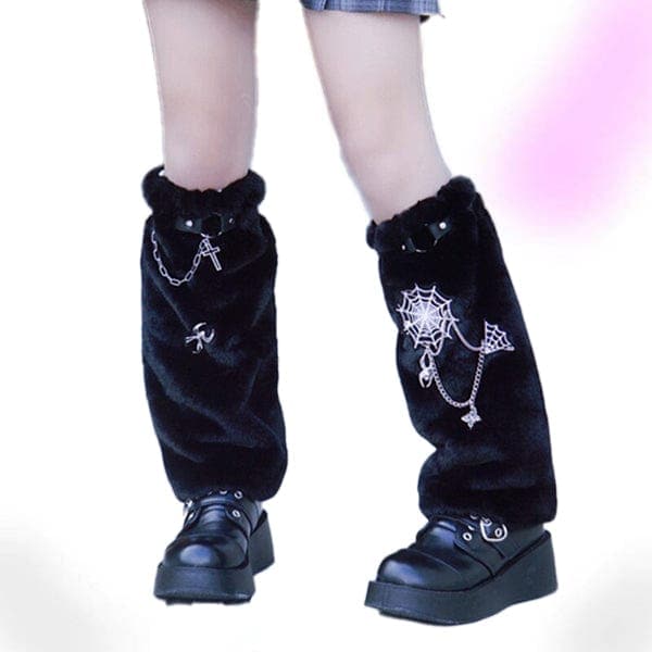 Punk Spider Furry Leg Warmers