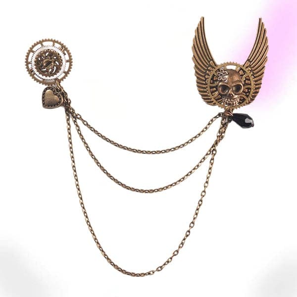 Winged Death Steampunk Brooch