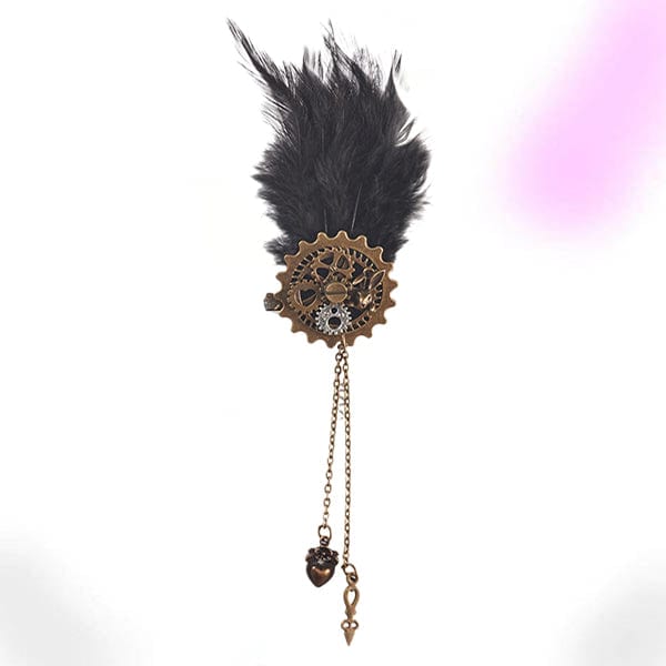 Feathers & Gears Steampunk Hair Clip/Brooch