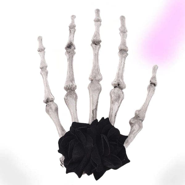 Floral Skeleton Hand Hair Clip/Brooch