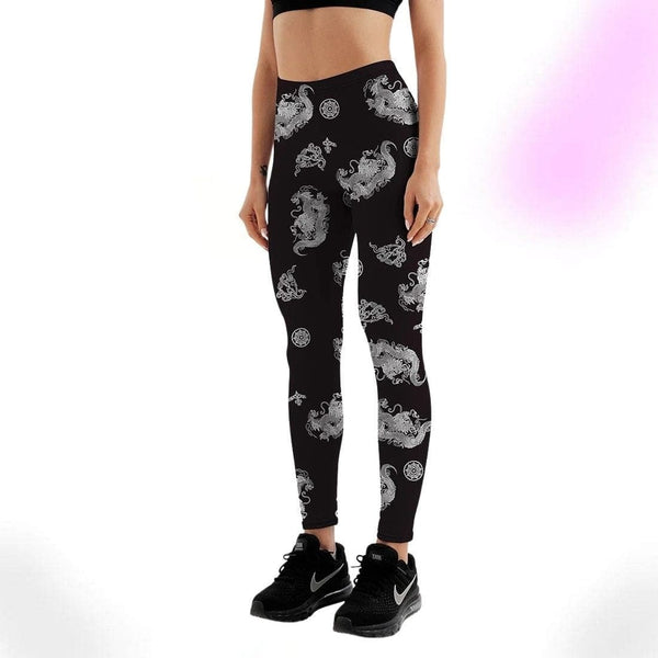 Retro Dragon Printed Leggings