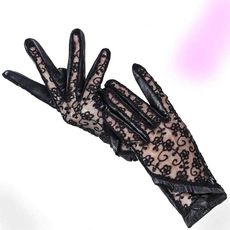 Gothic Black Floral Gloves