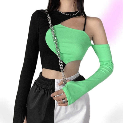 Minty Colorblock Crop Top