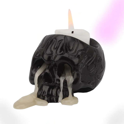 Black Skull Candle Holder