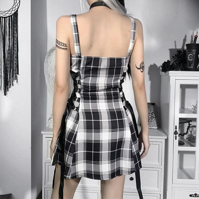 Midnight Frolic Grunge Plaid Dress