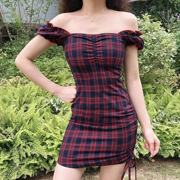 Morticia Vintage Plaid Dress