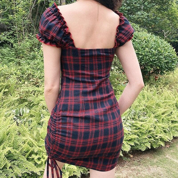 Morticia Vintage Plaid Dress