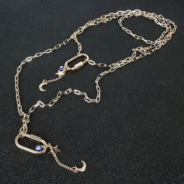 Carabiner Layered Chain Necklaces