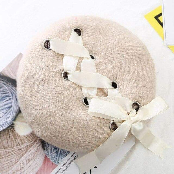 Cute Lace-up Wool Beret