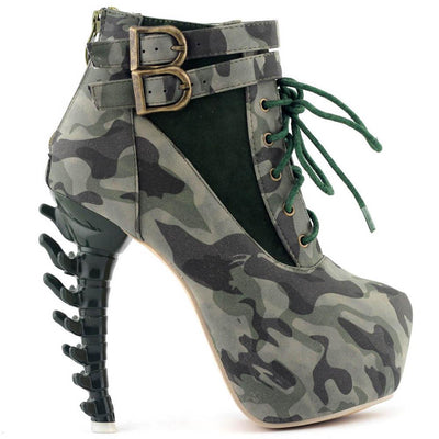 Gothic Punk Bone Heel Boots