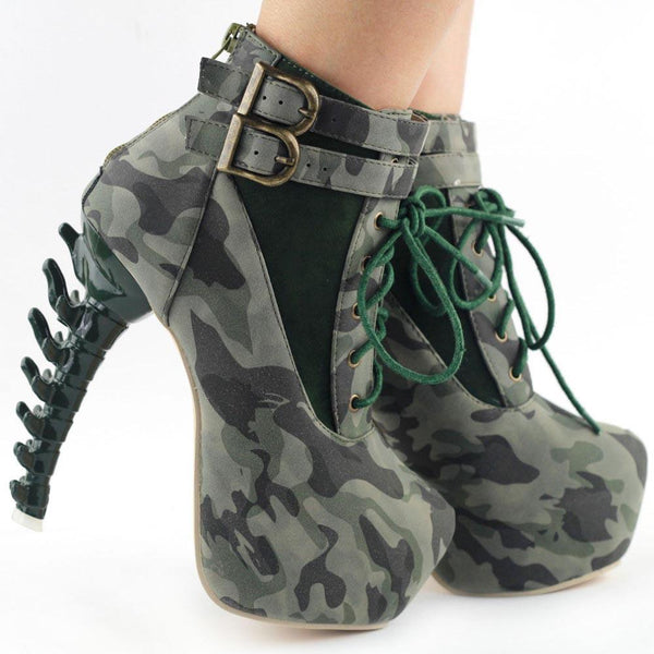 Gothic Punk Bone Heel Boots