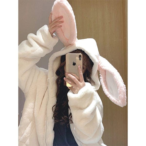 Snow Bunny Kawaii Hooded Coat