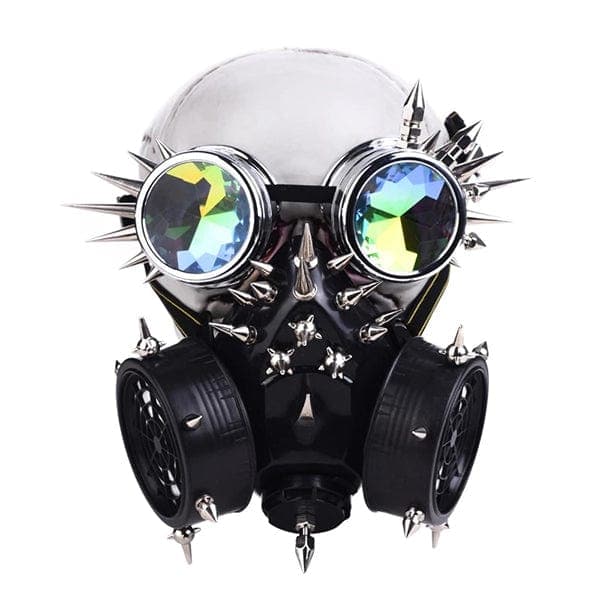 Techwear Steampunk Fully-Studded Gas Mask & Goggles