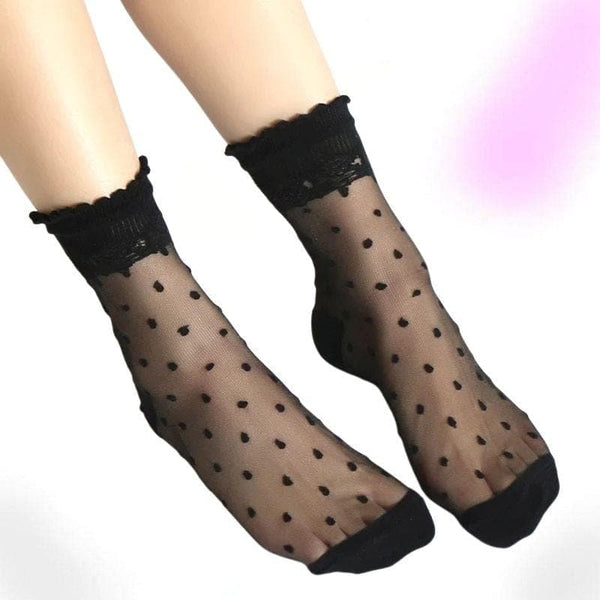 Sweet Nightmare Polka Dot Lace Socks