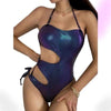 Ribbed Knot Side Shiny Swimsuit