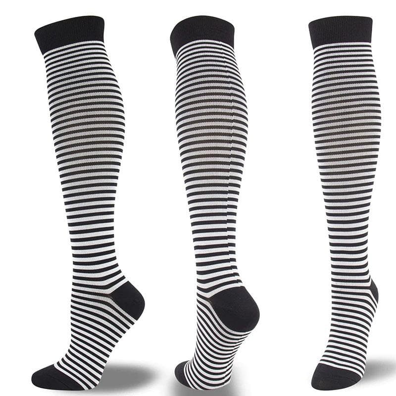 Gothic Black And White Striped Stockings Gothic Black And White Striped  Stockings