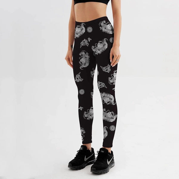 Retro Dragon Printed Leggings