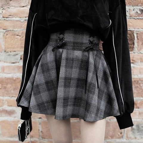 Bittersweet Gray Plaid Skirt