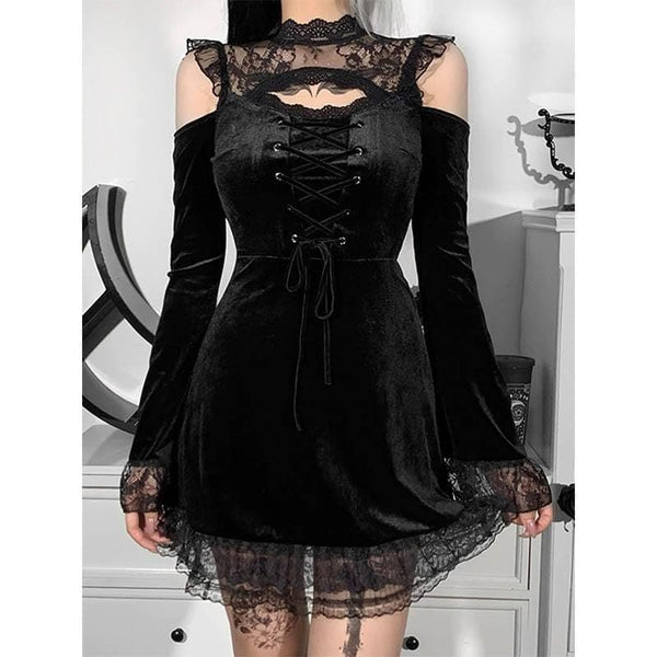 Lost Widow Lace Velvet Dress