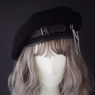 Harlene Leather Buckle Beret Hat