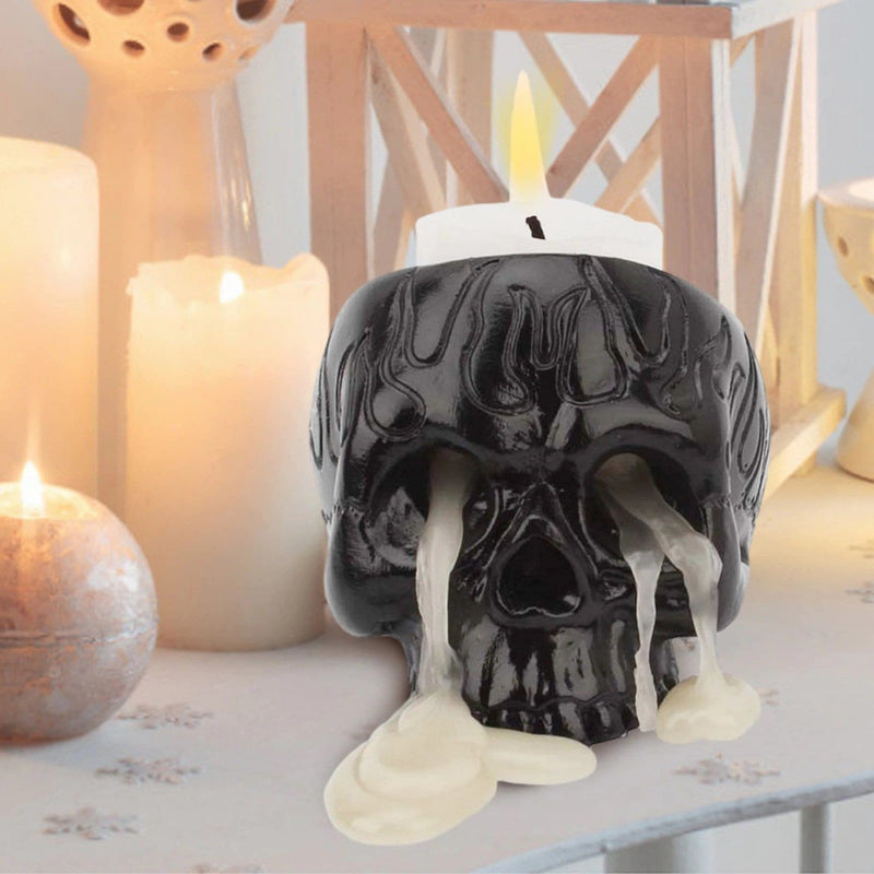 Black Skull Candle Holder