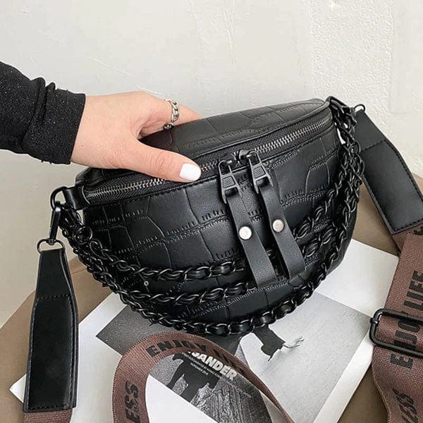 Faux Leather Chain Bum Bag