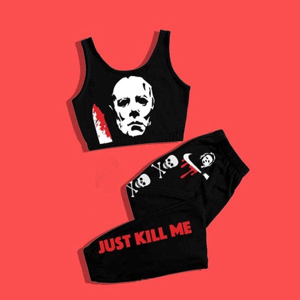 Just Kill Me Crop Top Jogger Set