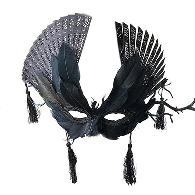 Black Feather Fan Mask