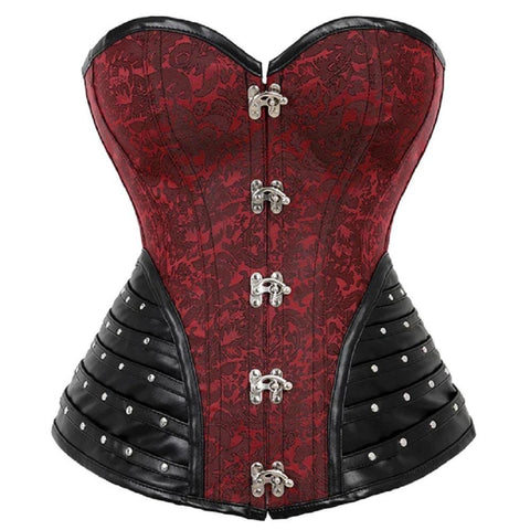 Faux Leather Red Punk Corset