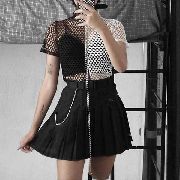 B&W Fishnet Sexy Crop Top