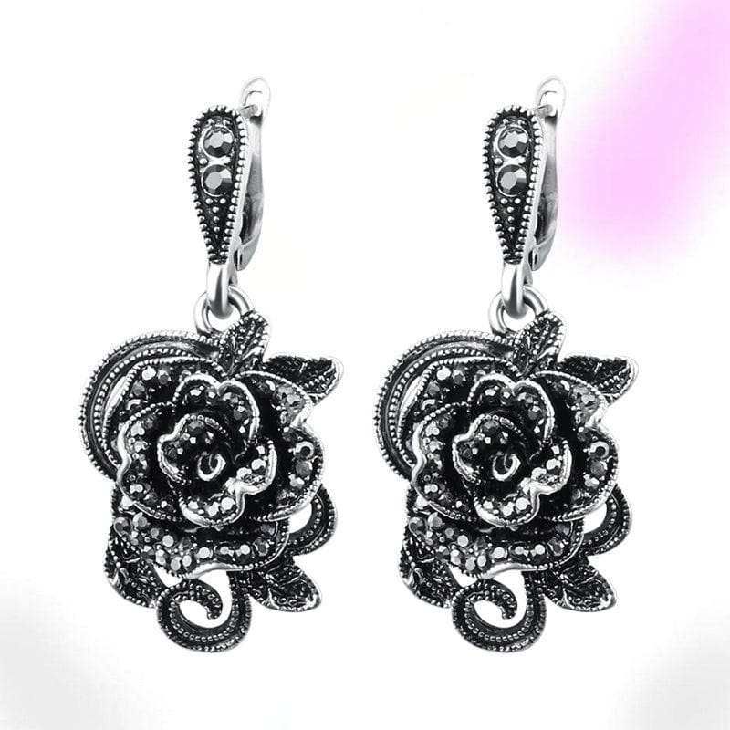 Black Rose Vintage Earrings