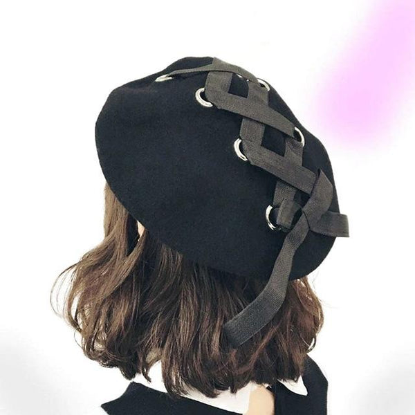 Cute Lace-up Wool Beret