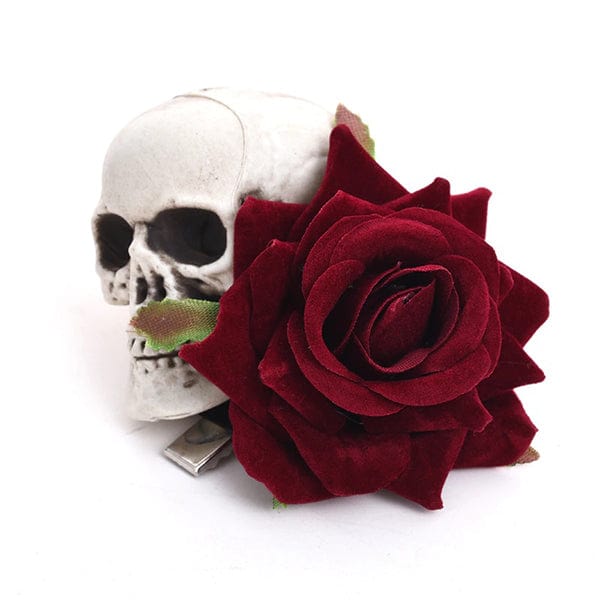 Skull Rose Hair Clip