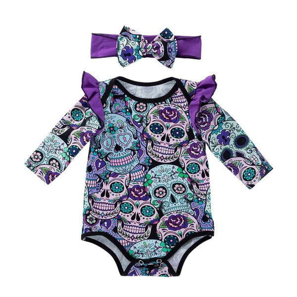 Floral Skull Baby Romper