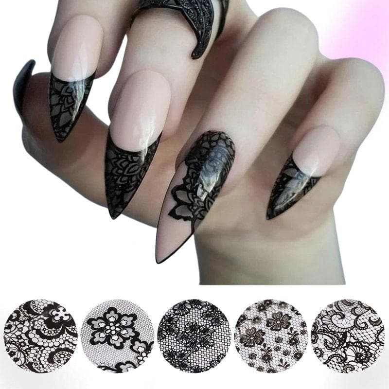 black lace nail designs