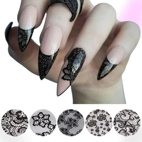 Black Lace Fashion Nail Stickers