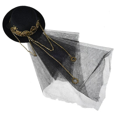 Noir Steampunk Mini Top Hat With Veil