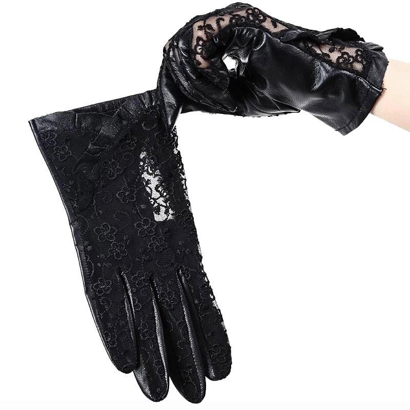 Gothic Black Floral Gloves