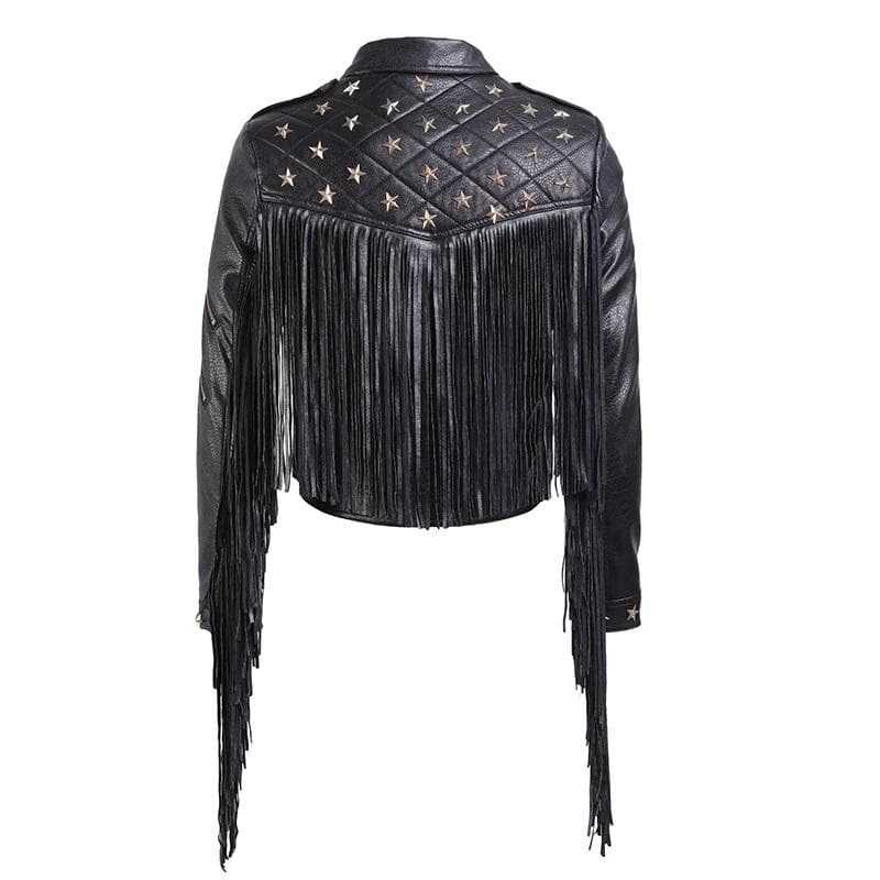 Faux Leather Tassel Gothic Jacket