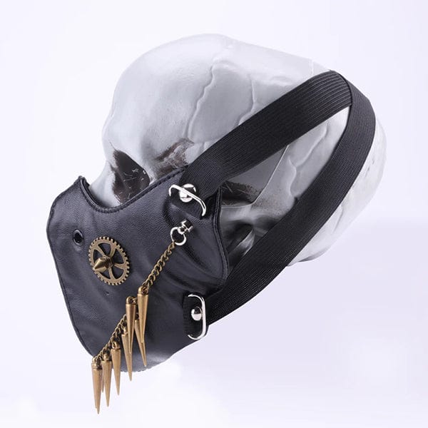 Rivets Chain Black Leather Mask